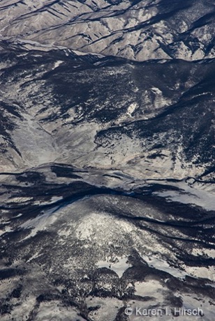 Aerial of mountainous landscape on way west to Las Vegas
